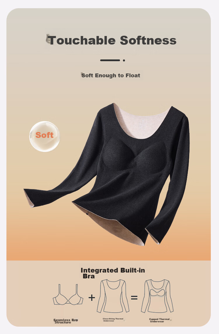MiiOW New Thermal Underwear for Women with Chest Pads, Warm Base Layer, Contains Cashmere And Silk, Long Sleeve, Pink, XL 17