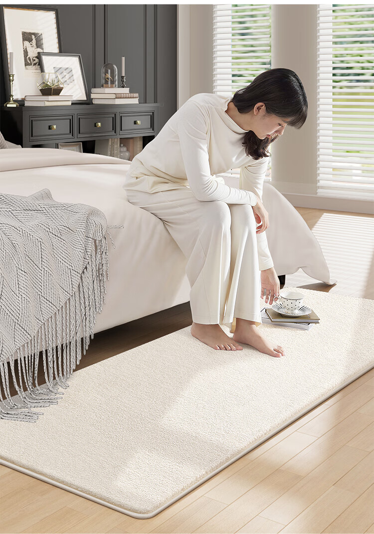 Dajiang Bedside Rug, Bedroom And Dressing Room High-End Soft Bed Runner, Long Strip Carpet for Front of Bed, 80x160cm 9
