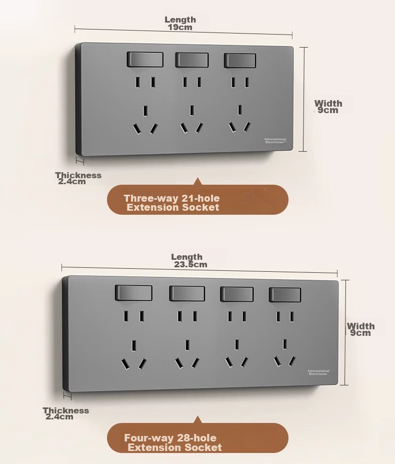 FDD 86-Type Expandable Socket, Kitchen Multi-Hole Extension Converter Track Socket Wireless Power Strip [White - 28 Holes] Left Expansion + Independent Switch 19