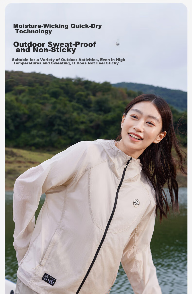 CAMEL Panda Outdoor Sun Protection Jacket, Spring And Summer Ice Silk UV-Resistant Quick-Dry Thin Coat, 8022 Phantom Black, Women's M 11