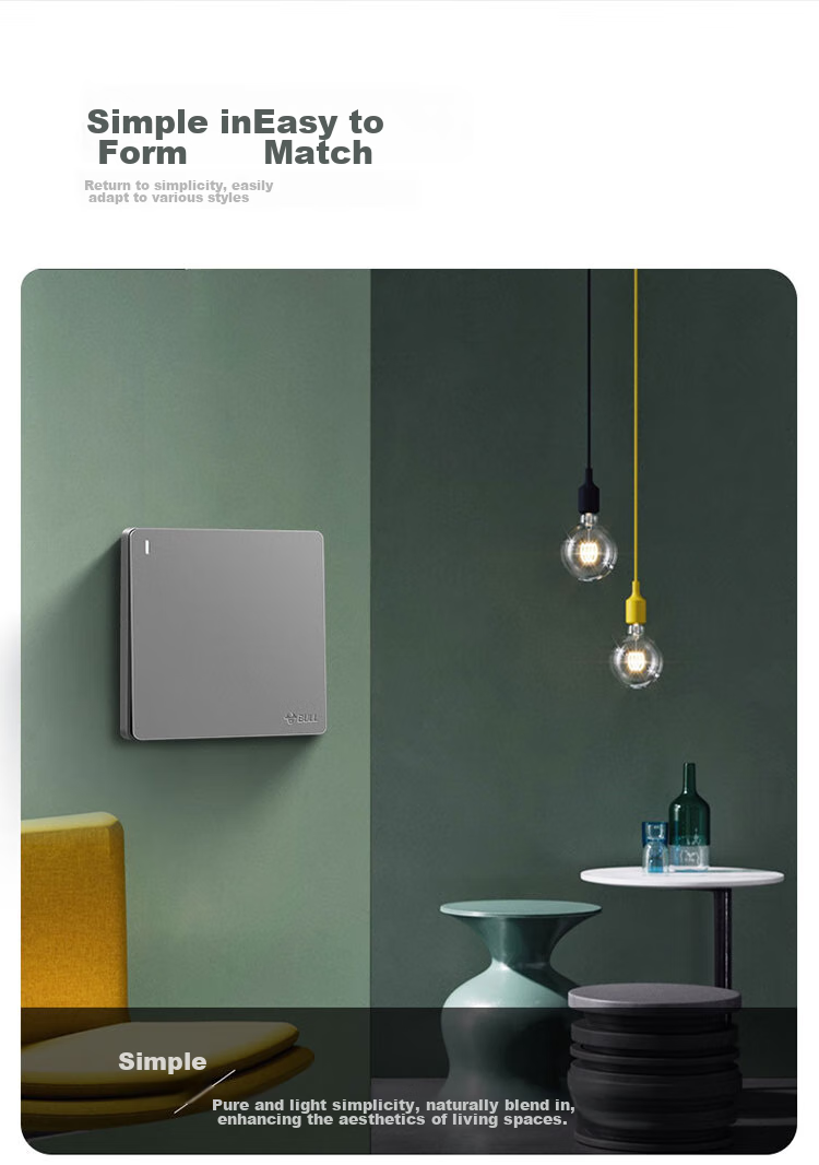 BULL Switch Socket, G12 Series, Single Pole Double Throw with Three Intermediate Positions, 86-Type Board G12K134, Space Gray 8