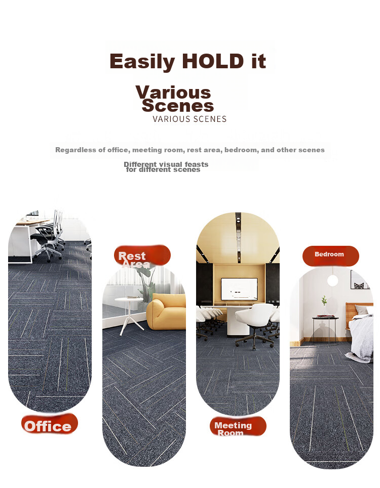Boneng Commercial Office Carpet, Hotel Conference Room High-End Specialized Square Tile Splicing Carpet, Large Area, 36 Pieces Per Set 2