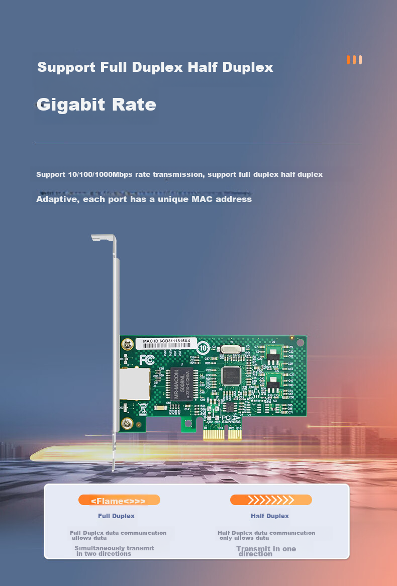 EB-LINK Intel 82574 Chip PCIE Gigabit Single-Port Desktop Server Wired Network Card 9301ct Supports Plug-And Network Adapter 8