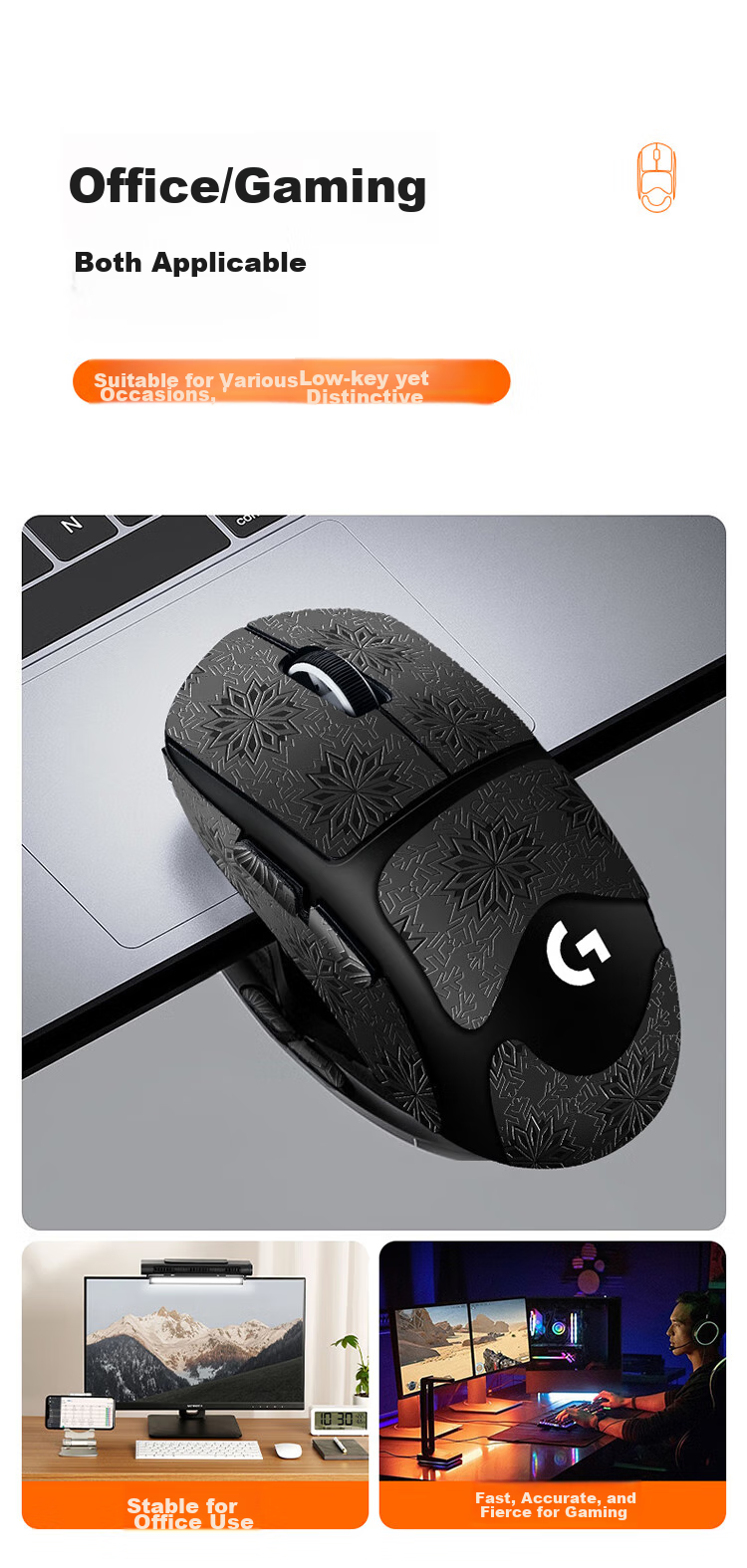 BUBM GpW1 Native Mouse Pad Sticker, Anti-Slip Dog Shit King Sticker for Gaming, Curved Mouse Pad, Smooth And Wear-Resistant, GPW First Generation Mouse Pad, Gray 4