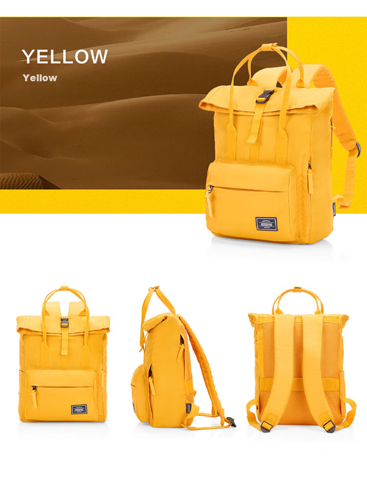 AMERICAN TOURISTER Backpack, Travel Bag, Student Schoolbag, Casual Backpack, Large Capacity Laptop Bag, Roll-Up Bag, 24G Yellow 14