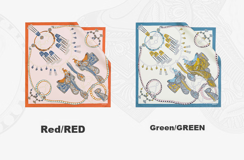 Wanshili Silk Scarf, Mulberry Silk Small Square Scarf, Mid-Autumn Festival Gift for Elders, Gift Box - Western Zanma, Gree 4
