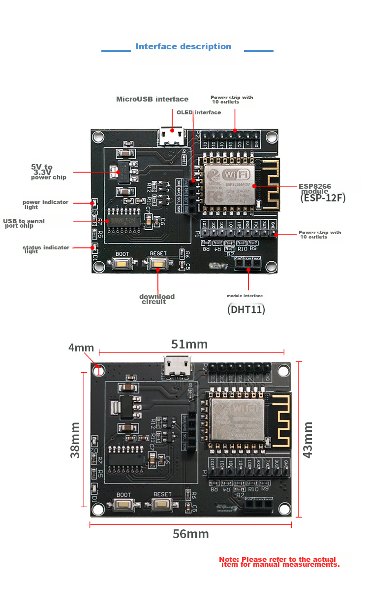 Diushitou ESP8266 Development Board, IoT Mainboard, WIFI Module, DSTE8DB 4