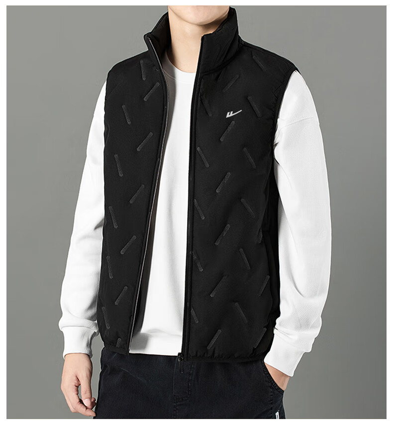 Huili Lambswool Vest, Winter Warm Waistcoat, Fleece-Lined Men's Windproof Sleeveless Cotton Jacket, Black, Size L 5