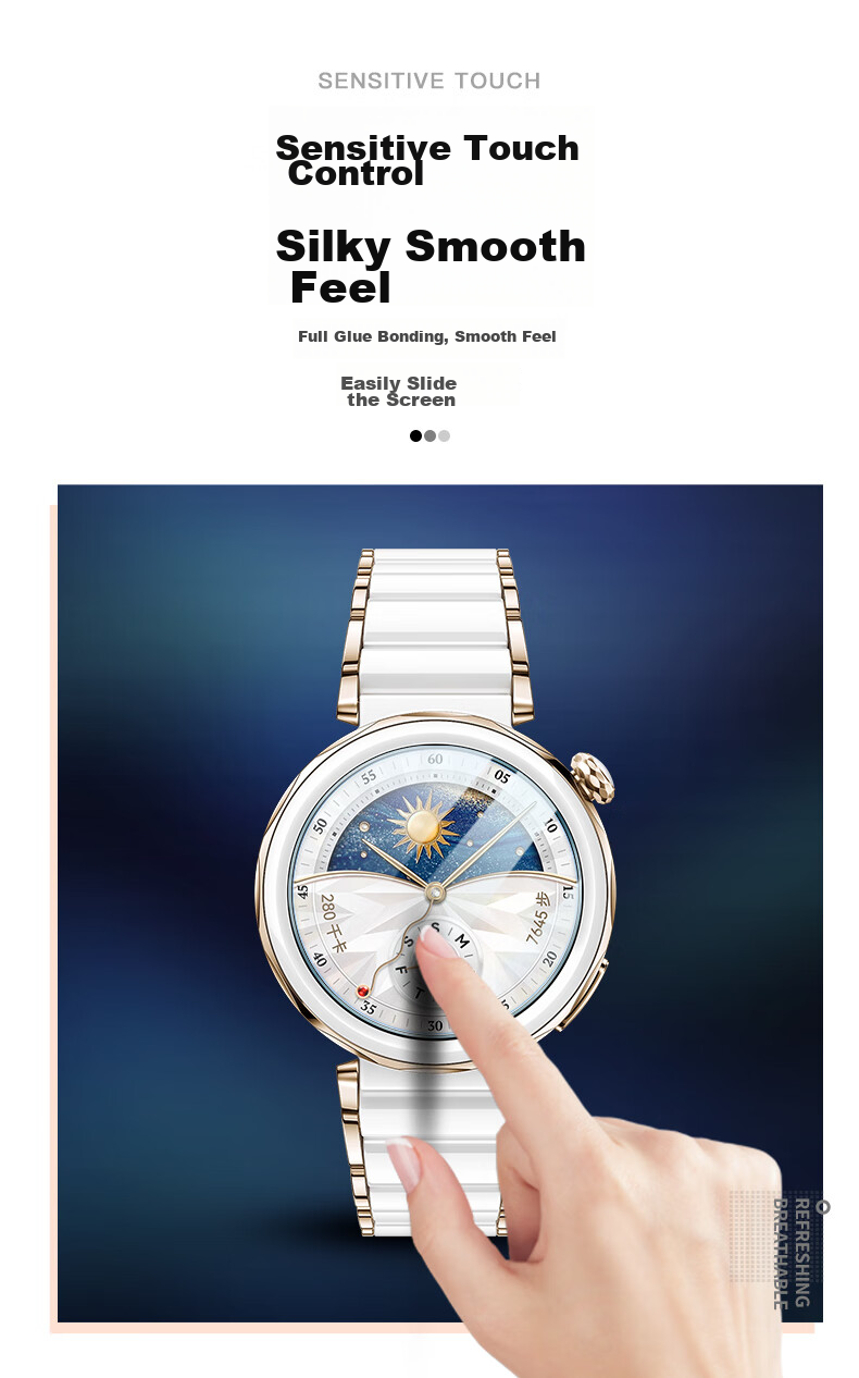 Weiqiantu [3-Pack] Tempered Glass Screen Protector for Huawei Watch GT6/6PRO/GT5, High Definition Full Coverage Anti-Drop Waterproof Protective Film, 46mm Dial 5