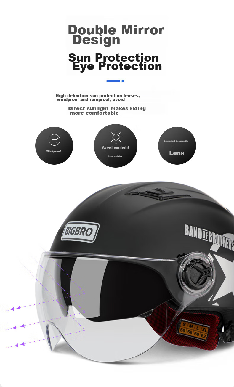 BIGBRO X333 Pink New National Standard 3C Dual-Lens Electric Motorcycle Safety Helmet, Riding Helmet for Men And Women, Sun Protection, Electric Scooter Summer Half Helmet 4
