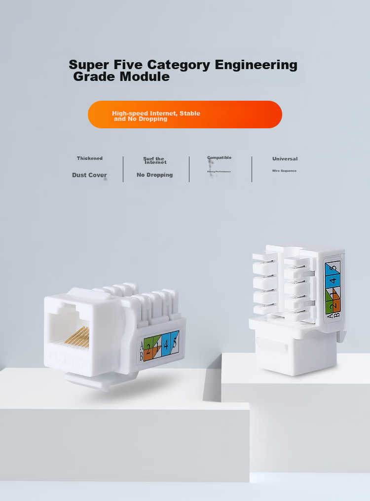 HAILE Network Module, Category 6 Ethernet Cable, 6U Gold-Plated, Engineering Grade CAT6, Rack-Mounted Panel Module HT-6L 1