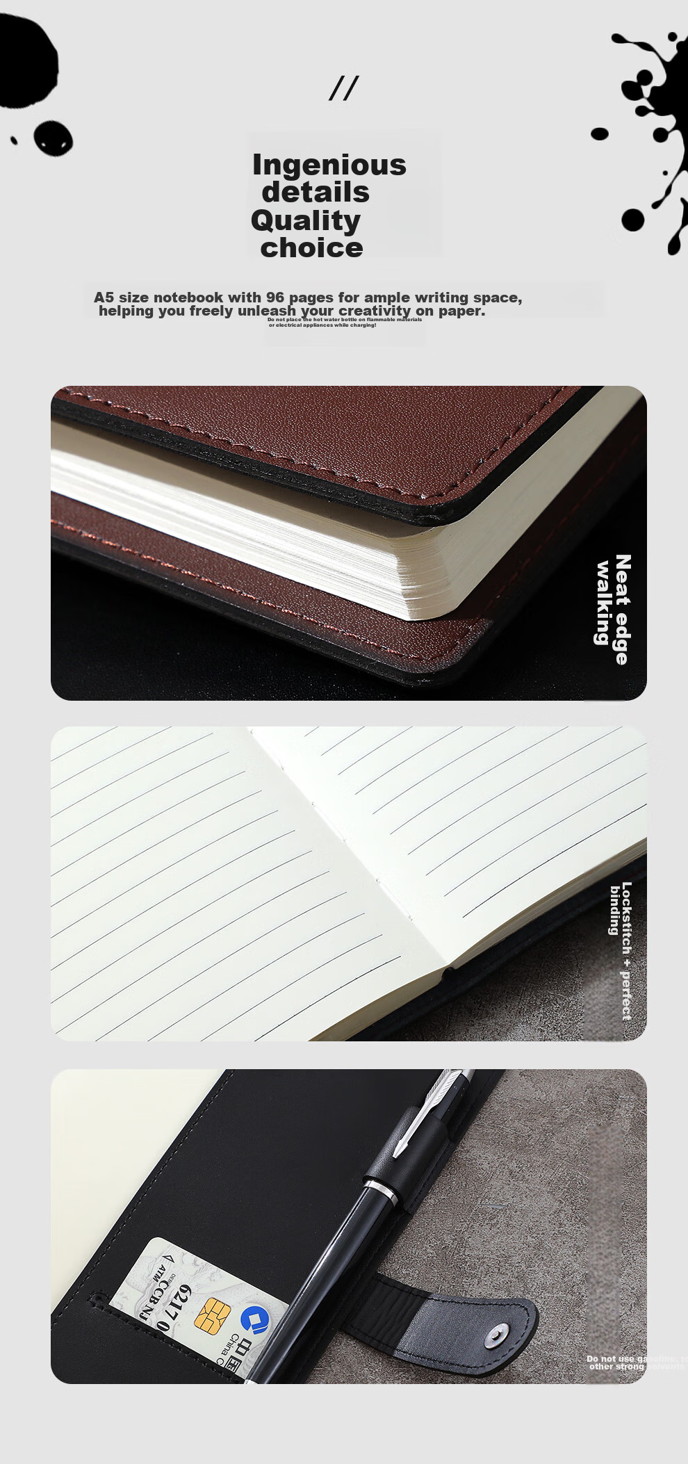 Jiaranheng Mid-Autumn Festival Gift for Teachers, Genuine Leather Notebook Gift Box, High-End Notebook with Genuine Leather A5 Cowhide Shell, Handwritten Business Office High-End Meeting Note-Taking Book, Customizable 7