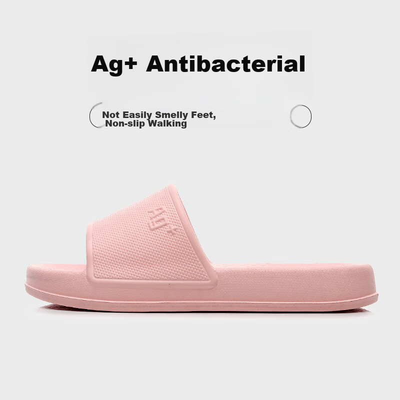 GUOLUOFEI Ag Antibacterial Slippers, Unisex Summer Stepping-In Feeling Couple Bathroom Shower Outdoor Sandals, Light Pink, Size 40-41