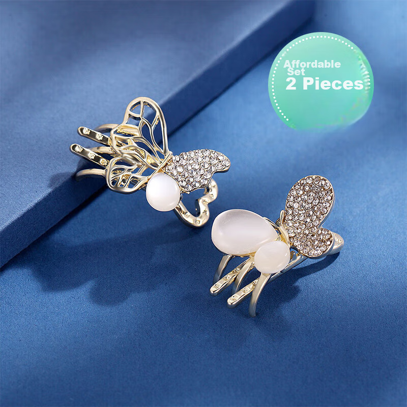 CHIMERA 2-Piece Set Butterfly Hair Clips Side Clips Top Clips Bangs Hair Clips, Women's Mid-Autumn Festival Gift