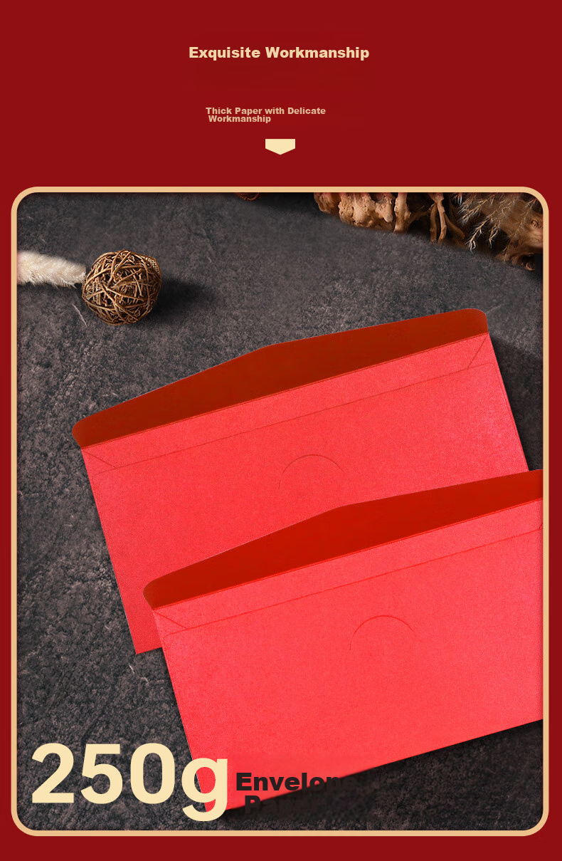 Befon Red Envelopes for Mid-Autumn Festival And National Day, Simple Elegant High-Quality Invitation Cards And Greeting Cards for Weddings, Red Envelopes for Boys And Girls, Linen Texture Envelopes, Set of 6, 8020 4