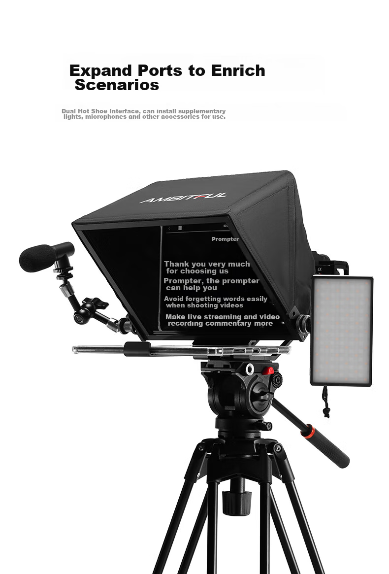 AMBITFUL Large Screen Teleprompter for Live Streaming, Compatible with Smartphones, Tablets, DSLR Cameras, Mirrorless Cameras, Portable Large-Sized Speech Aid for Presenters And Hosts 7