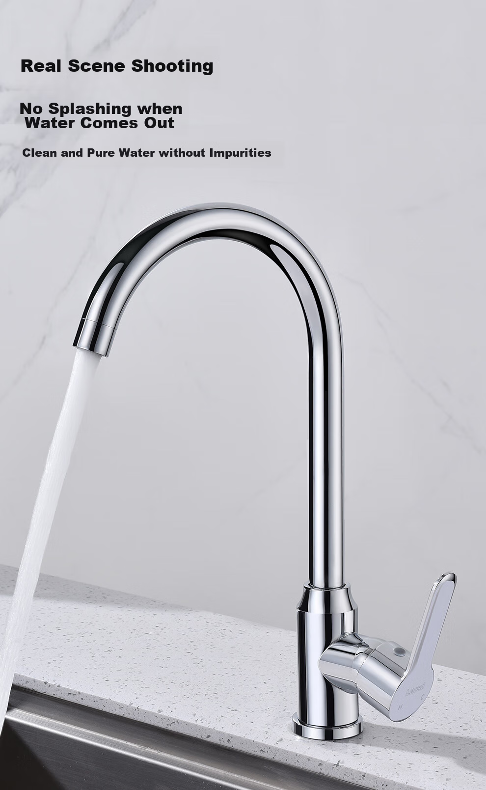 Larsd Kitchen Faucet, Sink Tap, Stainless Steel Sink Faucet, Double Temperature Hot And Cold Tap F065 3
