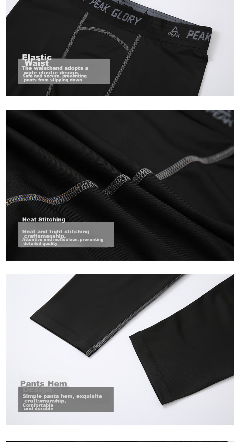 PEAK Men's Compression Pants, Quick-Dry High-Elasticity Fitness Wear, Breathable Summer Sports Trousers for Men, Training Base Layer Fitness Pants 10