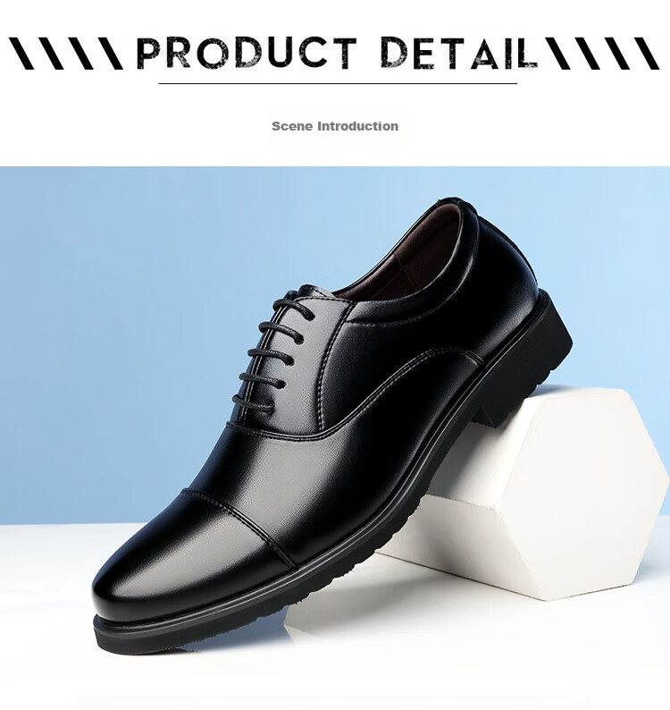 BEIOUTU Men's Leather Shoes, Fashionable Three-Joint Business Formal Shoes, Comfortable Lace-Up Casual Men's Footwear, 8827 Black, Size 41 7