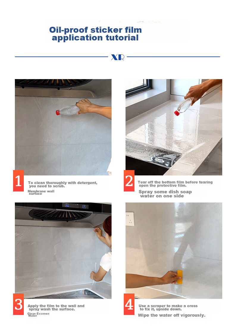 Xiruo Kitchen Oil-Proof Sticker, Thickened Waterproof Heat-Resistant Transparent Ceramic Tile Wall Range Hood Static Cling Countertop Protective Film 11