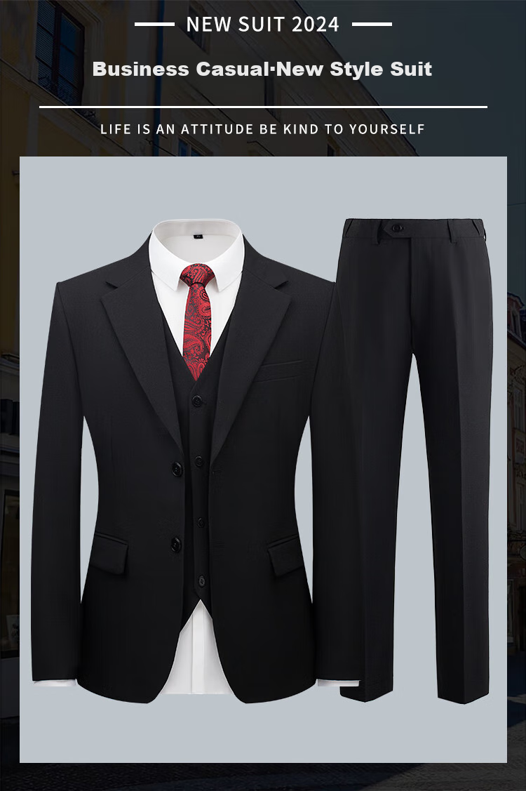 Patuowa Men's Suit Set, Slim Fit Professional Formal Wear, Men's Business Suit, Wedding Attire, Black, 4XL 1