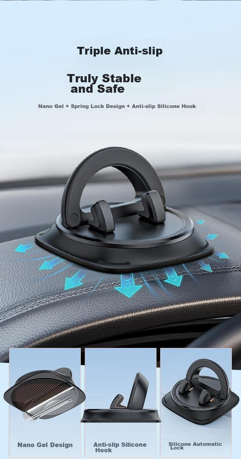 KOVOL Car Phone Holder, Dashboard Mount for Navigation System, Non-Slip Suction Cup, Silicone Fixer, Compatible with Tesla And Other Vehicles 10