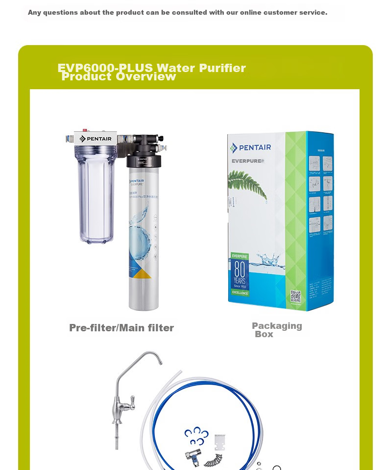 Everpure EVP-6000 Plus Under-Sink Pre-Filter Water Purifier for Home Kitchen, 3700L High Flow Rate, 2L/min Instant Filtration Mineral Water Purifier 15