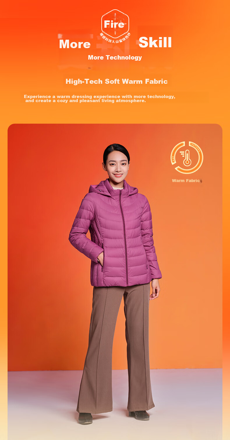 Tanboer Lightweight down Jacket for Women, Short Loose Fit with Detachable Hood, Autumn Warm Ladies' Coat TD236256, Lavender Purple, Size 175 5