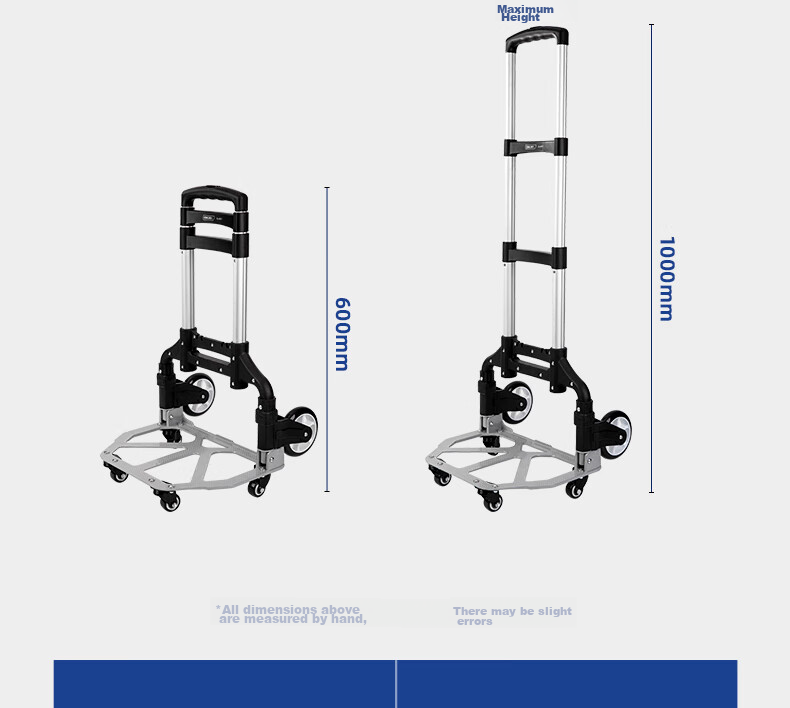 Deli Foldable Luggage Cart, Small Trolley, Suitcase, Flatbed Cart, Trailer, Shopping Cart for Groceries, Weight Capacity 140 Ji 10