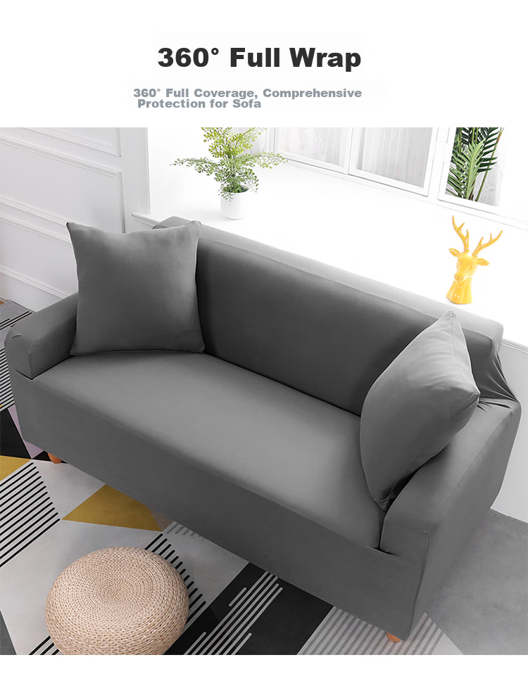 Quatrefoil Elastic Sofa Cover Slipcover Full Wrap Sofa Cushion Cover, Deep Space Gray, Suitable for Two-Seater 145-185cm 10