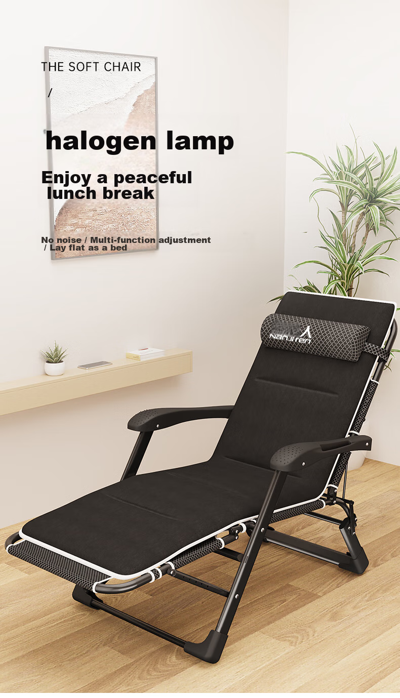 Nanjiren Folding Bed Lounger Single Office Nap Military Cot Companion Care Bed with Comfortable Soft Cotton Pad 2