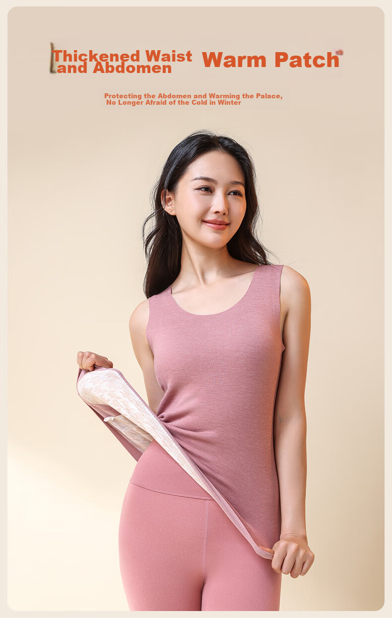 XUEXIMAN 100% Wool Thermal Vest for Women, Warm Uterus Protection, Waist Support, Seamless, Heat-Generating, Fleece-Lined Underwear, Spring And Autumn Base Layer Top 4
