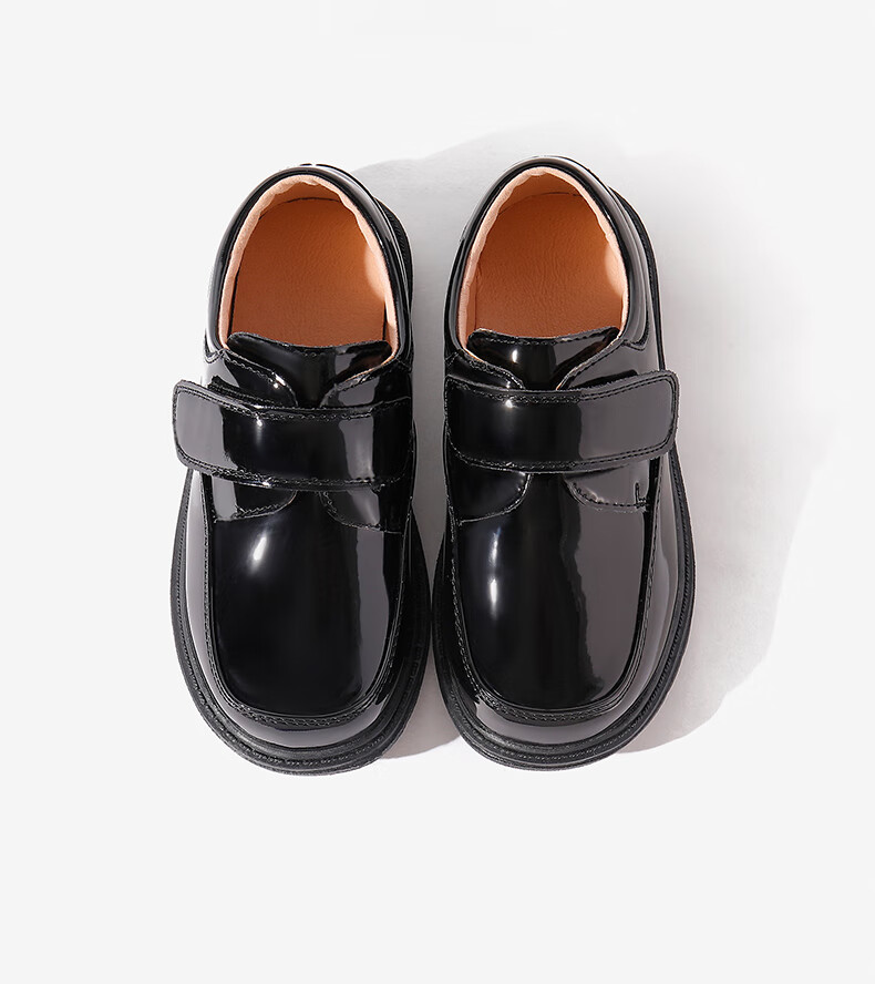 Luomeng Boys' Leather Shoes, Casual Student Style, British-Inspired Graduation Performance Shoes for Children, Black, Size 31 13