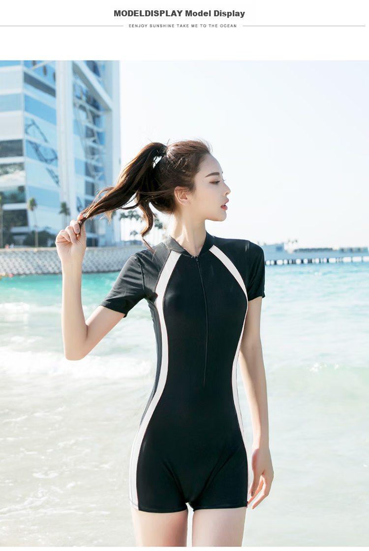 You Swim Women's Sun Protection Slimming Thermal Spring Special Square Leg One-Piece Sports Swimsuit Three-Piece Set 15041 Panda Color L 6