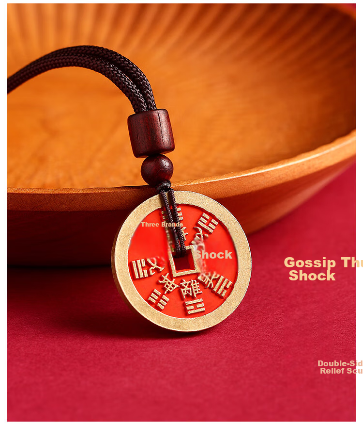 Shichuanbaishi Copper Coin Pendant Keychain with Cinnabar Amulet for Protection, Zodiac Year Gift for Men And Wome 14
