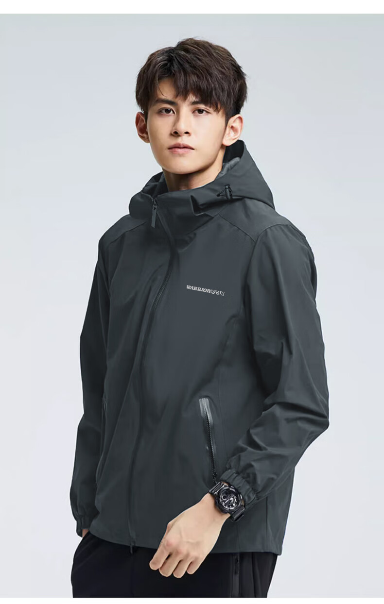 Warrior Men's Hooded Printed Jacket Autumn Fashion Casual Versatile Men's Outerwear 7