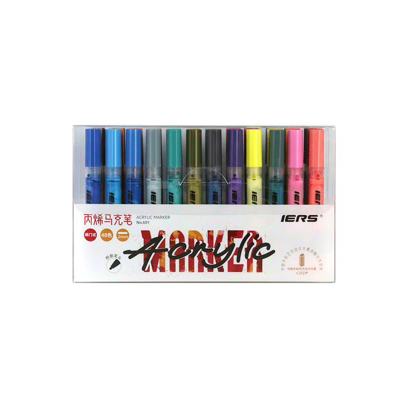 Aiersi IERS 601 Acrylic Marker Set, Creative Hand-Drawn Waterproof DIY Paint Shoes, Acrylic Pens for Students And Art Majors, Skin Color Painting Graffiti Pens, 48-Color Set for Art Sketching