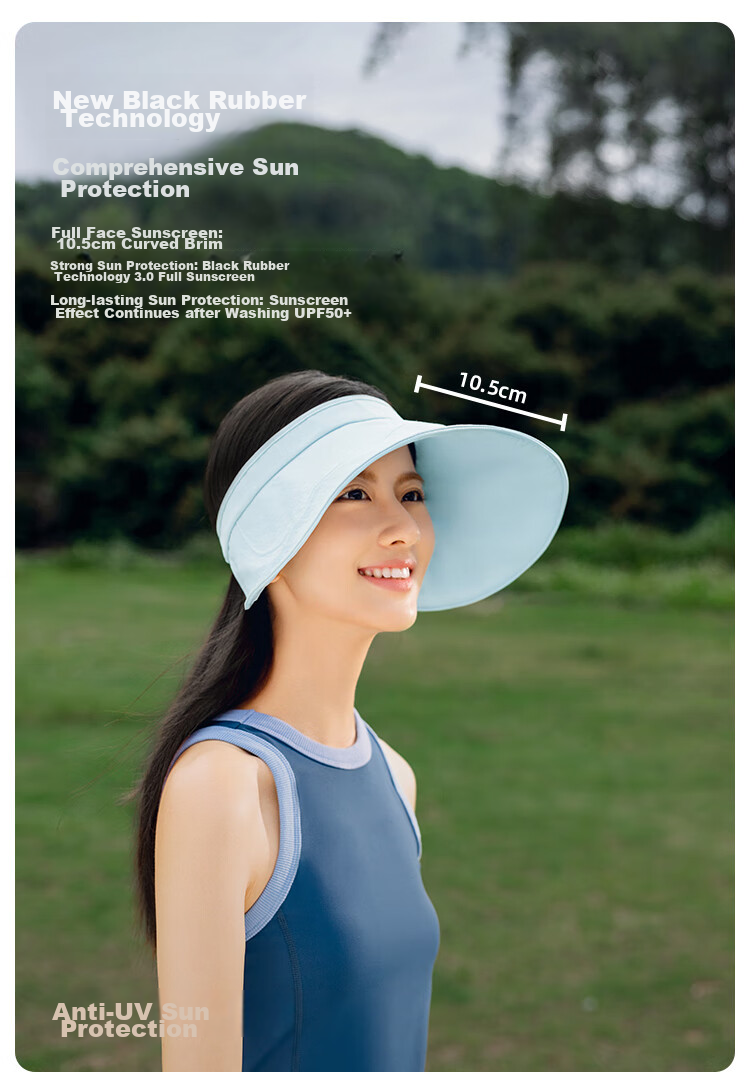 Beneunder Sun Hat for Women, UV Protection Cap, Black Gel Visor Hat, Portable Summer Roll-Up Storage Hat, Gray 16