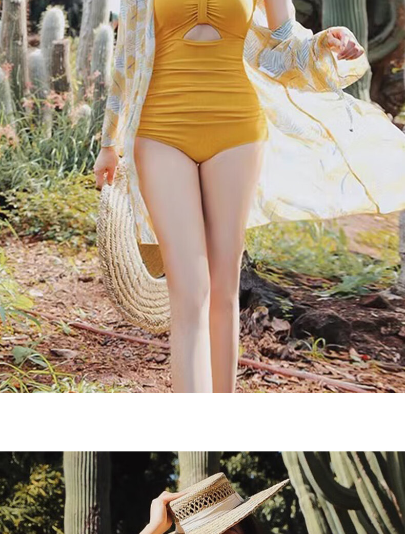 Modaier Spaghetti Strap One-Piece Swimsuit for Women, Sexy And Elegant, Tummy Control, Slimming, with Outer Jacket, Sun Protection, Beach Vacation Triangle Swimwear 3