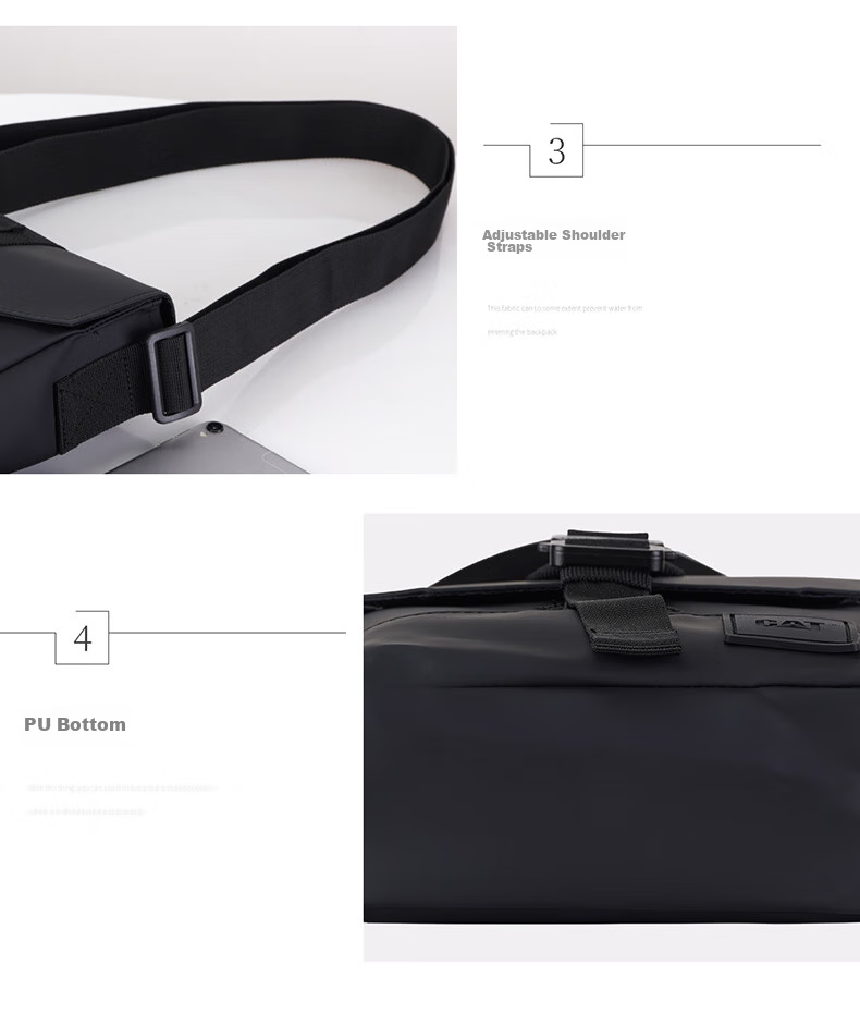 CAT Crossbody Bag, PU Casual Outdoor Messenger Bag, Sports Shoulder Bag, 11-Inch IPad Small Bag, Lightweight And Fashionable, Black, 84515 7