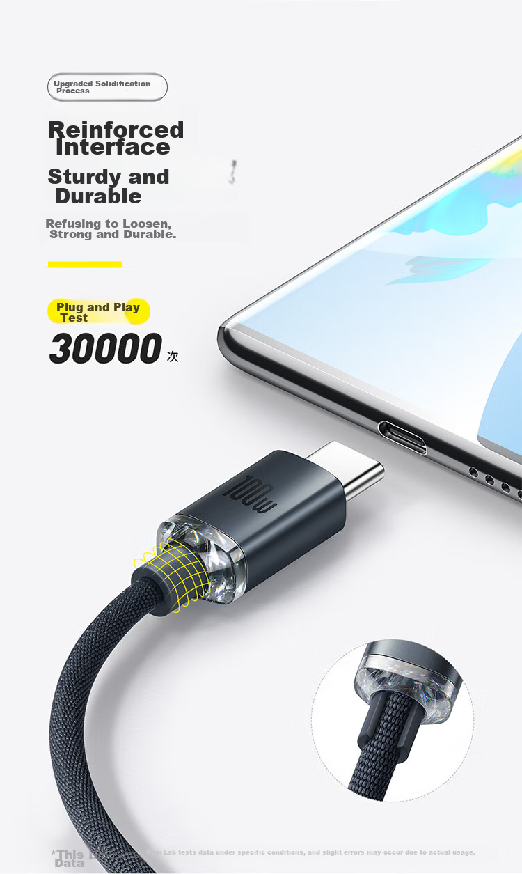 Baseus Type-C Data Cable Compatible with 66W Huawei 6A Charging Cable for Huawei Mate70Pro/P600/500 Honor 100W Super Fast Charging, 2 Meters Blue 7