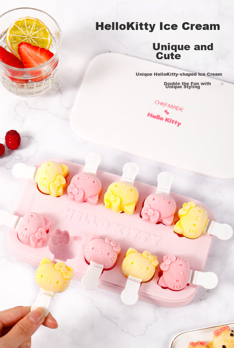 Xuechu Ice Cube Mold, Silicone Ice Tray, Homemade Ice Cream Mold with Lid, Baby Home Use Popsicle Mold for Jelly And Fruit Candy 10