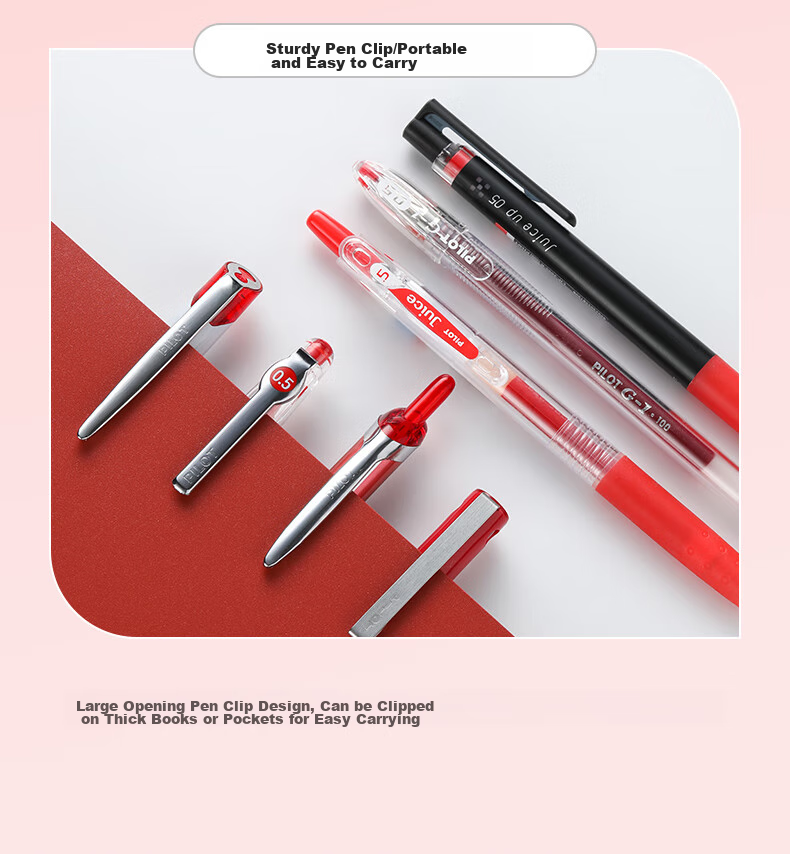 PILOT Retractable Red Gel Pen, Smooth Writing, Quick-Drying, for Signing, Exam Practice, Office Use, Business Pen, Stationery Set, Teacher's Day Gift, Value Pack of 5 Pens 8