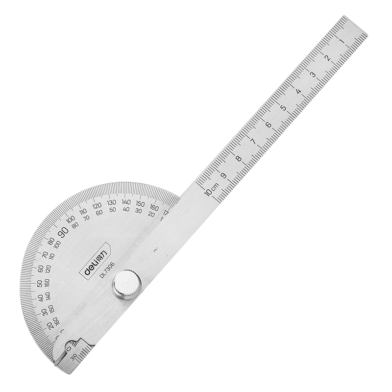 Deli Stainless Steel Multifunctional Angle Ruler, Compass, Square, Half-Round 180-Degree Protractor, Adjustable Carpenter's Square, 150mm