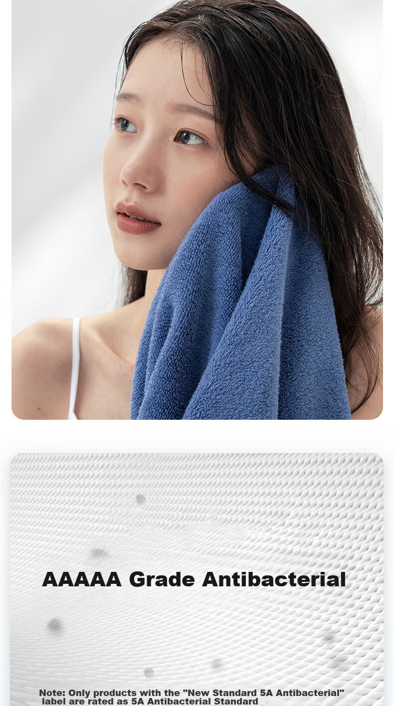 Grace 5A Antibacterial Pure Cotton Bath Towel, Extra Large And Thick, 650g, for Men And Women, Absorbent Quick-Drying Wrap Towel, 170*90cm, Sports 6