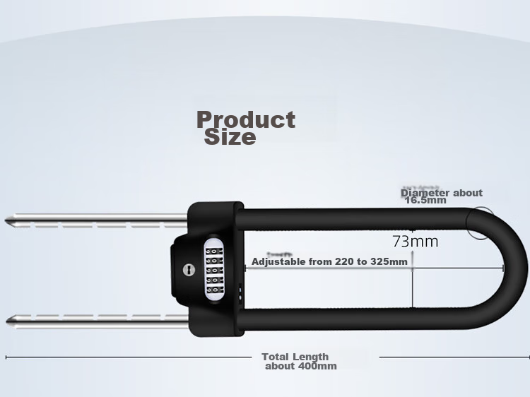 HOTUN U-Shaped Password Lock, Glass Door Lock, Double-Door Lock, Office And Shop Door Lock, Key Password Lock, 701B-350 9