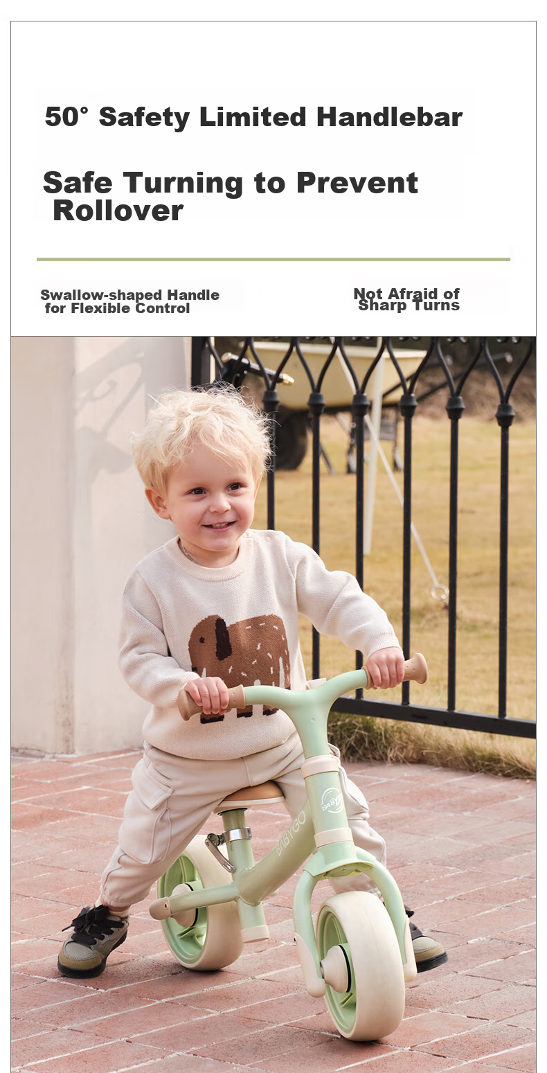 BG-BABYGO Children's Balance Bike for Ages 1-3 Kids' Bicycle Two-Wheel Scooter Pedal-Free Glider Toy, New Leaf Gree 7