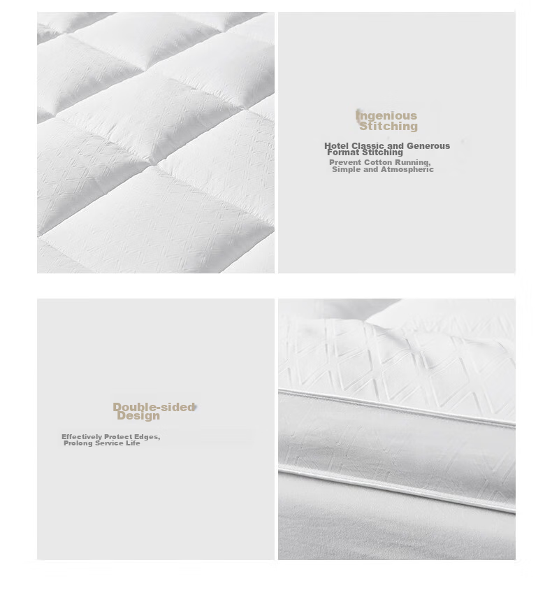 Canasin Hotel Mattress Pad, Thickened Foldable Non-Slip Protective Mat, Antibacterial Fiber Pad, Double Size 150*200cm + 3 10