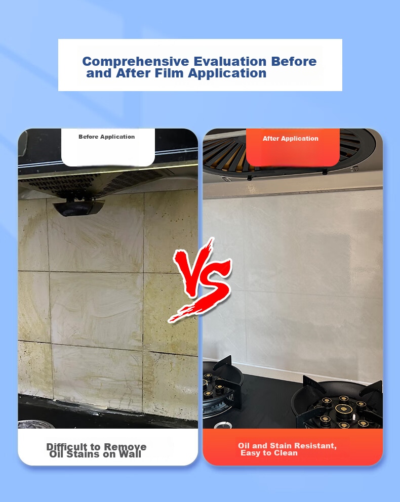Xiruo Kitchen Oil-Proof Sticker, Thickened Waterproof Heat-Resistant Transparent Ceramic Tile Wall Range Hood Static Cling Countertop Protective Film 5