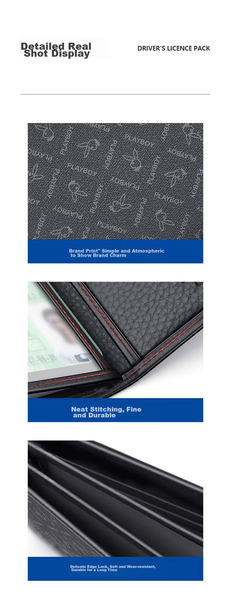 PLAYBOY Driver's License Holder for Men, Large Capacity Multi-Slot Integrated Vehicle Driving Permit Protective Case Card Holder Birthday Gift 8